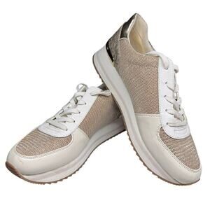Michael Michael Kors Monique Trainer Gold and White Sparkle Size 10M